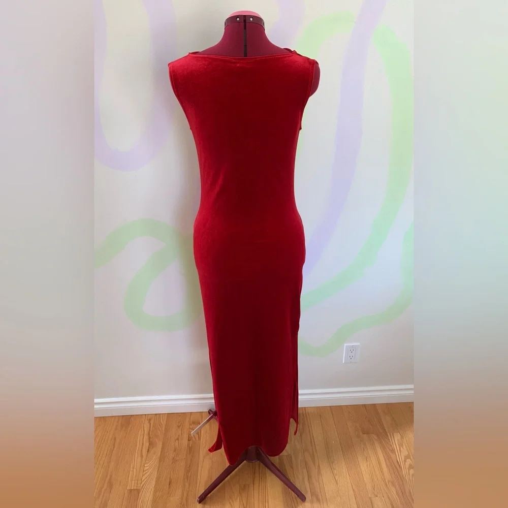 90s Velvet Red Maxi Dress - Picture 2 of 5